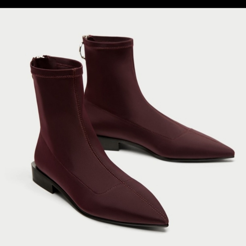 Zara burgundy stretch ankle boots size 7.5